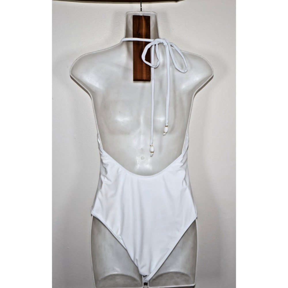 Ramy Brook Size Large White Kailey Halter One Piece Swimsuit - Picture 4 of 11